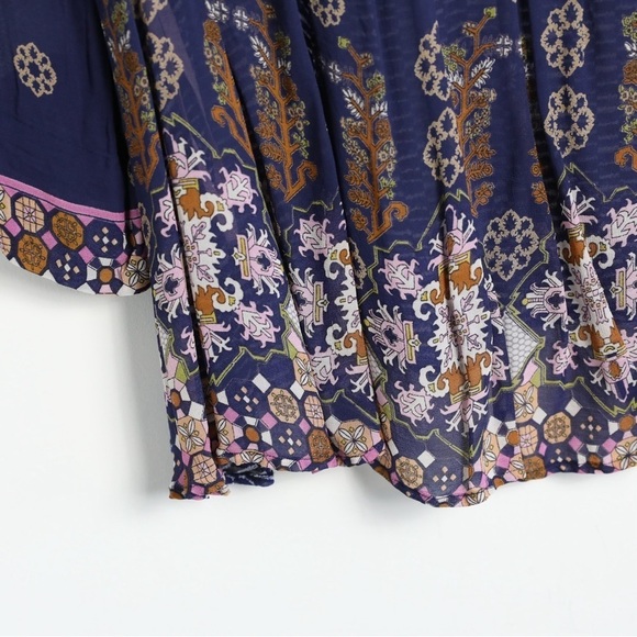 Anthropologie Floreat Rhiannon Peasant Top Bohemian Blouse Blue Embroidered S - Picture 10 of 12